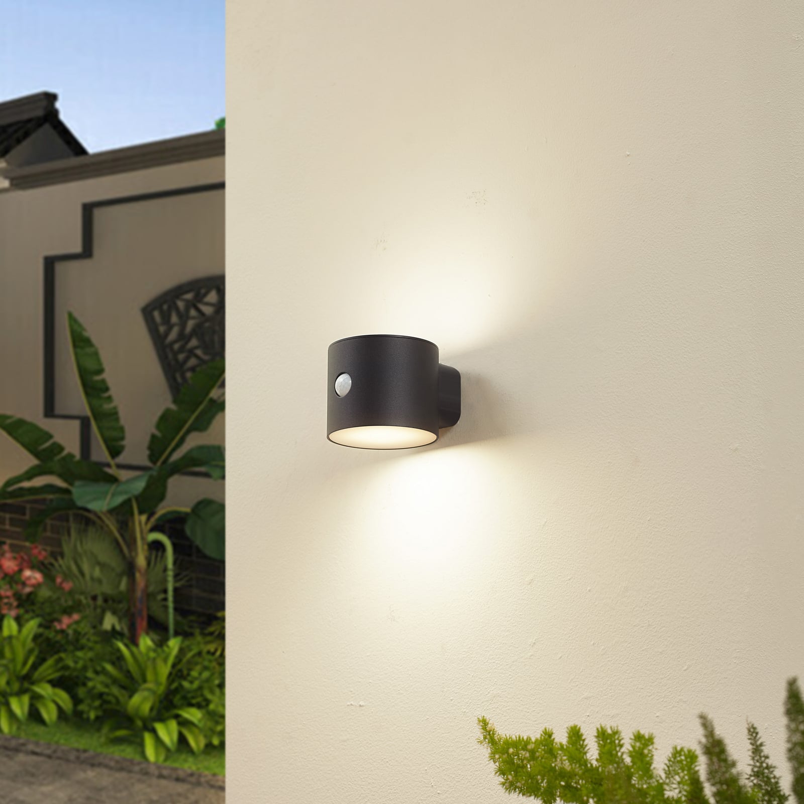 LED solcelle-vegglampe Amren svart bakside