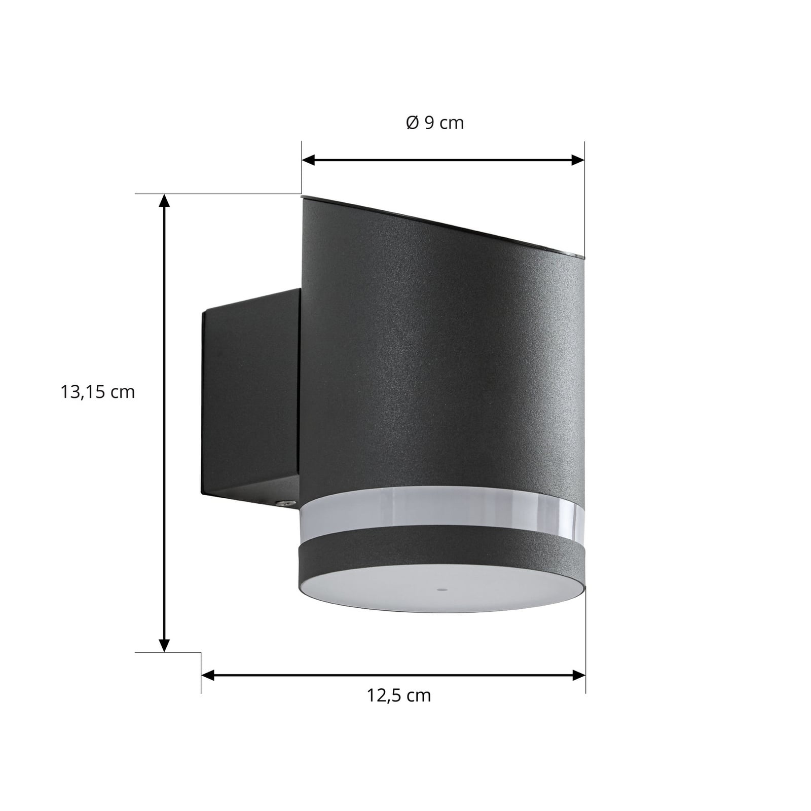 LED solcelle vegglampe Bentlas antrasitt detalj