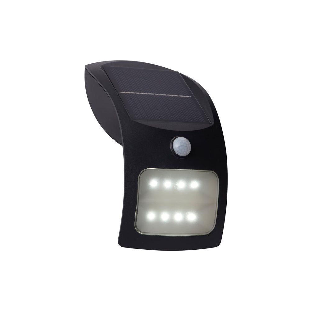 LED solcelle vegglampe med bevegelsessensor svart IP44 Searchlight forfra