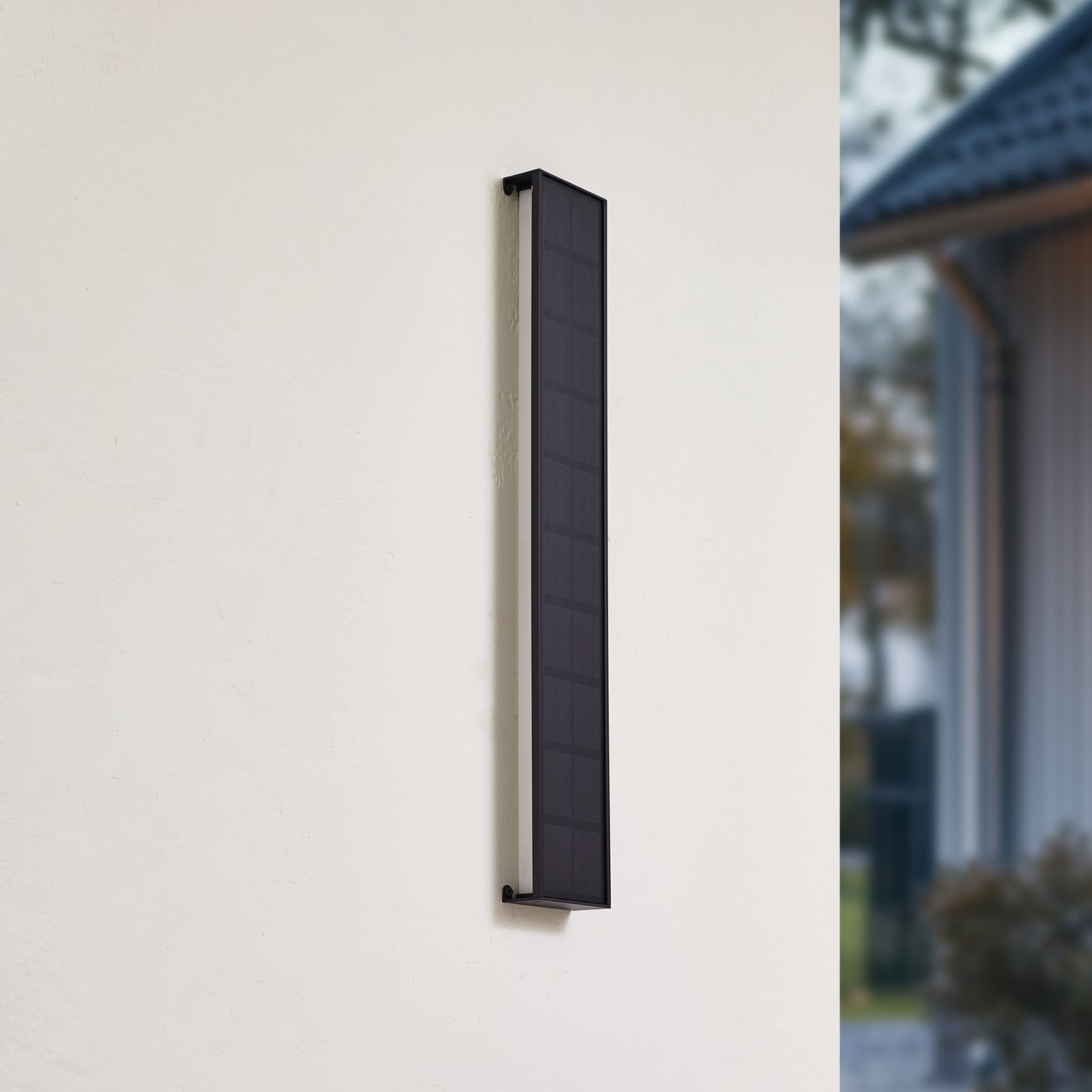 LED solcelle-vegglampe Laarni dimbar svart detalj av dimmer