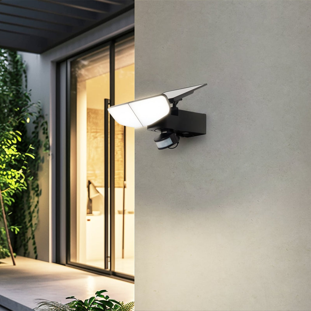 LED solcelle vegglampe Naelin dimbar med bevegelsessensor svart bakside