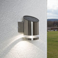 LED solcelle vegglampe Salma rustfritt stål IP44 forfra