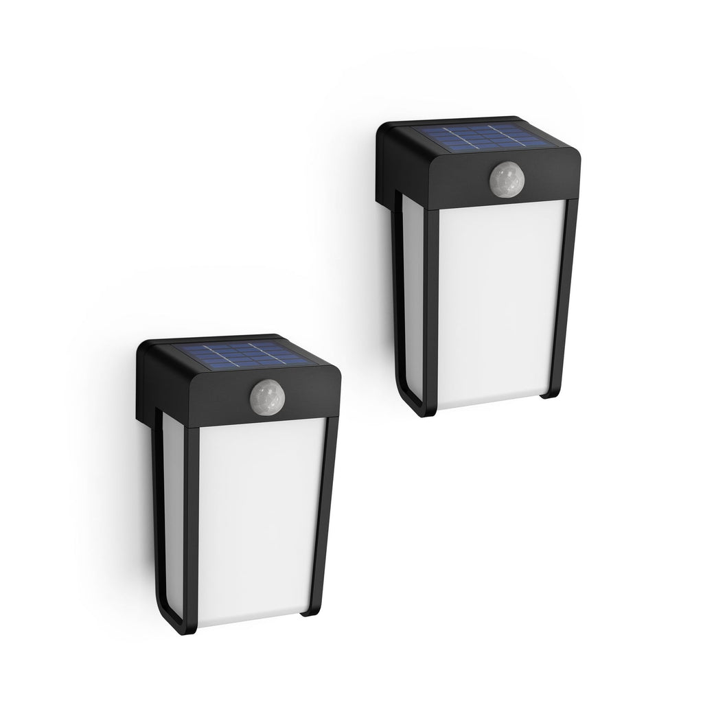LED solcelle-vegglampe Shroud 2-pack med sensor IP44 front