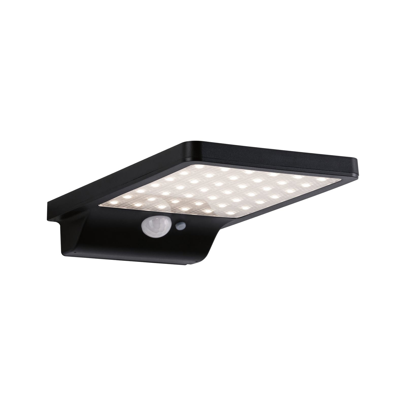 Detaljbilde av LED solcelle vegglampe Solveig med bevegelsessensor