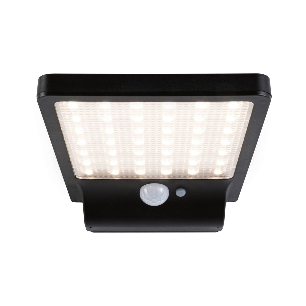 Nærbilde av LED solcelle vegglampe Solveig med bevegelsessensor