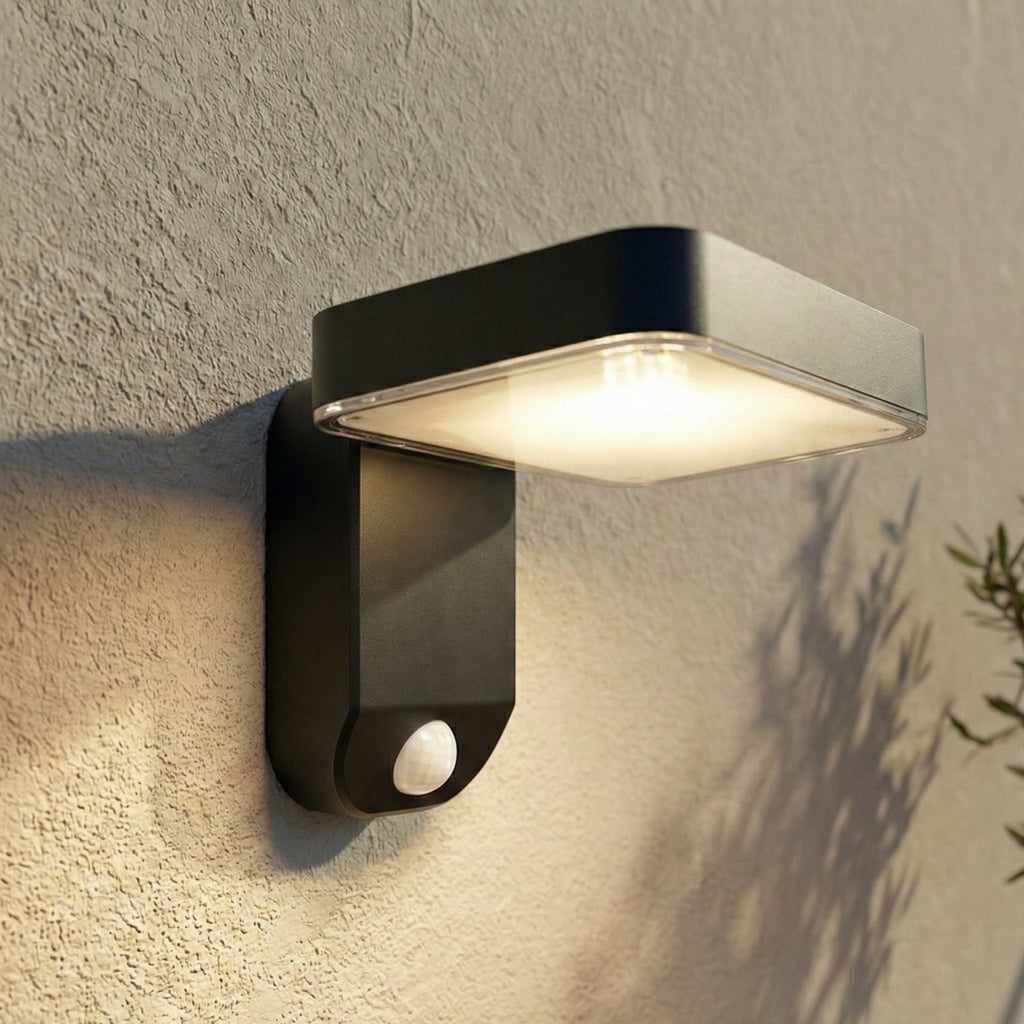 LED solcelle-vegglampe Tarlson med bevegelsessensor antrasitt IP44 forfra