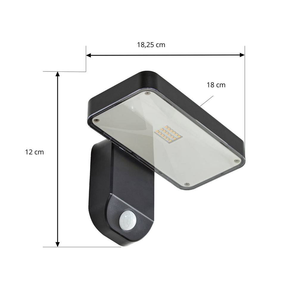 Detalj av LED solcelle-vegglampe Tarlson med bevegelsessensor antrasitt IP44