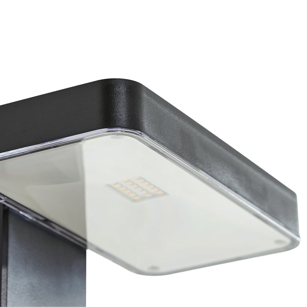 Sidevisning av LED solcelle-vegglampe Tarlson med bevegelsessensor antrasitt IP44