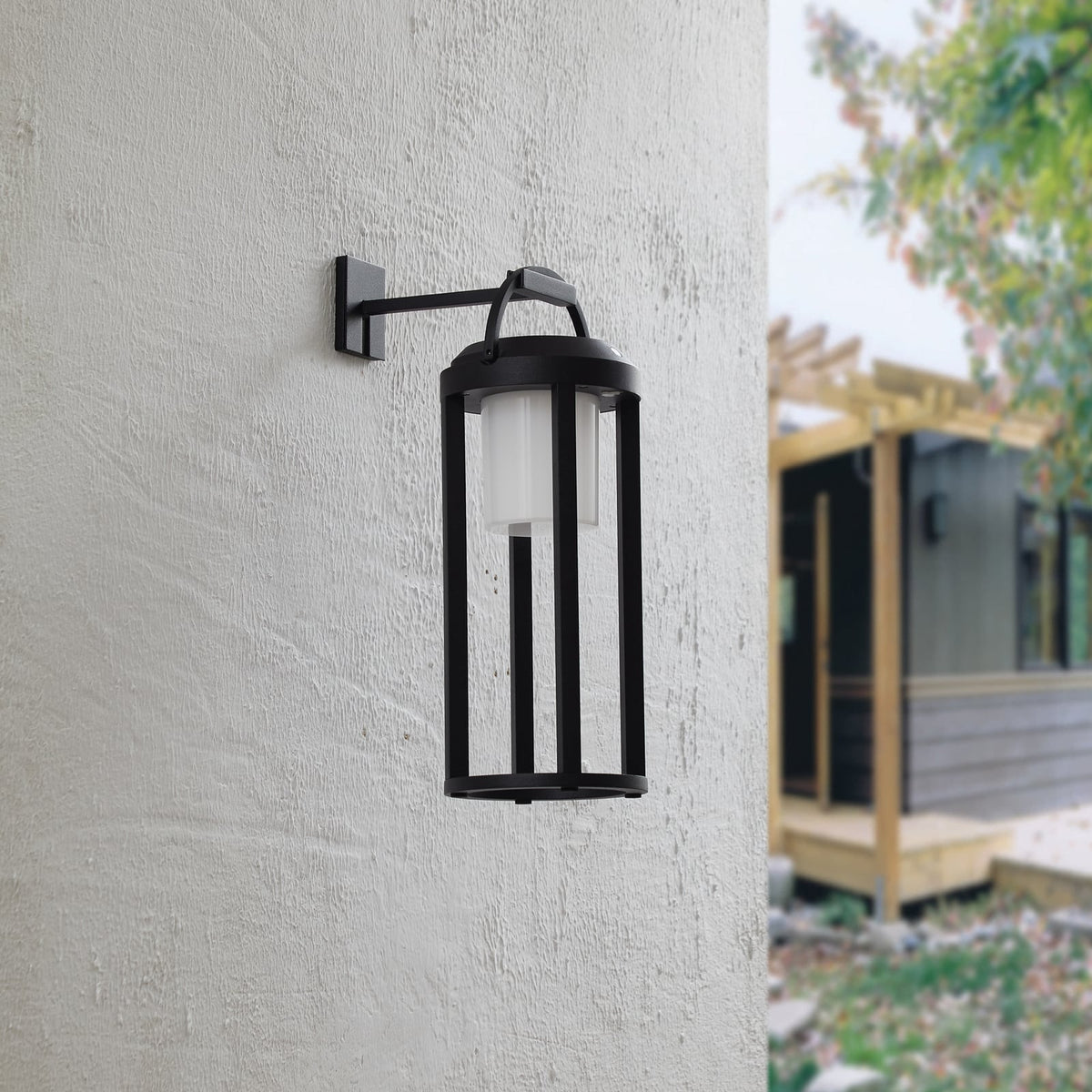 LED solcelle-vegglampe Tilena rund dimbar svart IP54 bakside