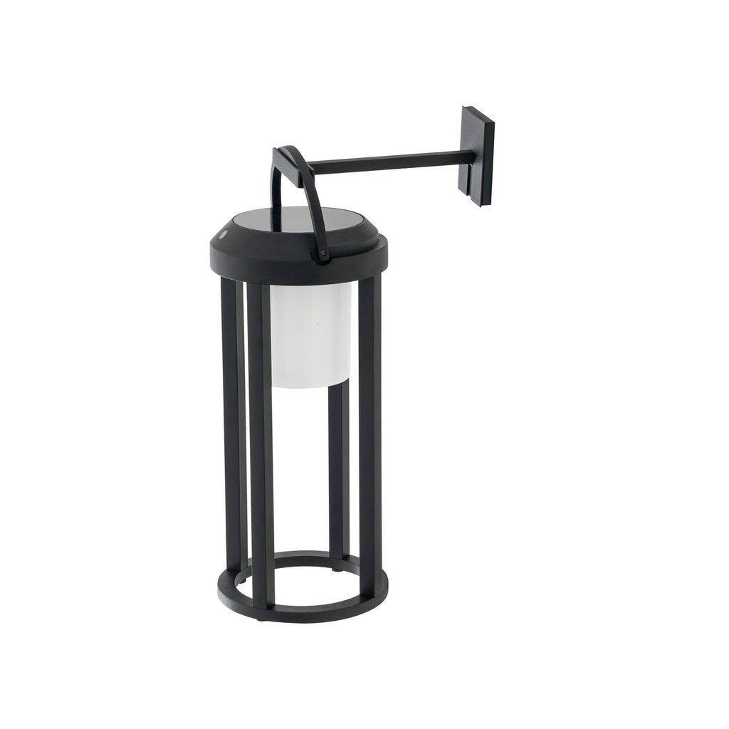 Detalj av LED solcelle-vegglampe Tilena rund dimbar svart IP54
