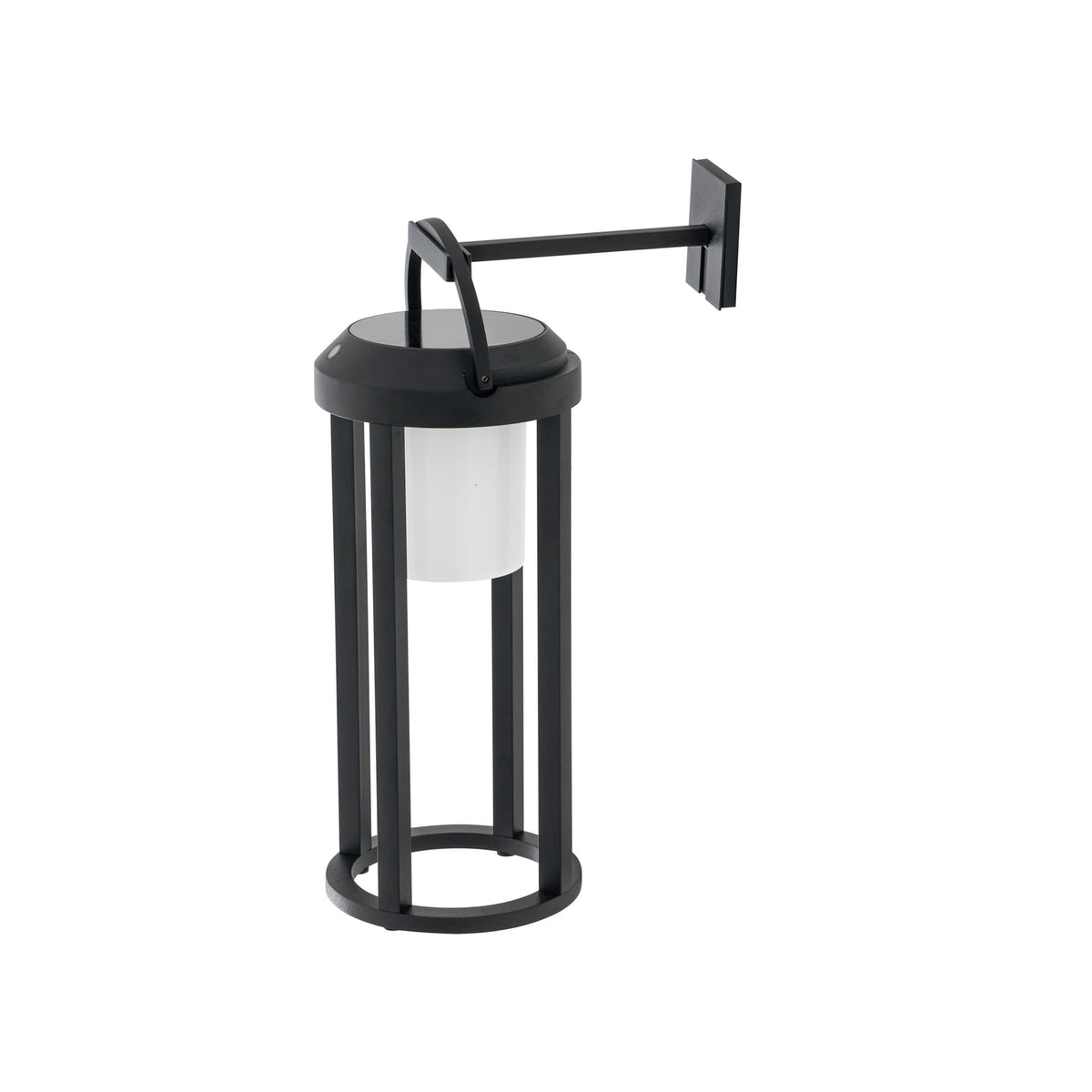 Detalj av LED solcelle-vegglampe Tilena rund dimbar svart IP54