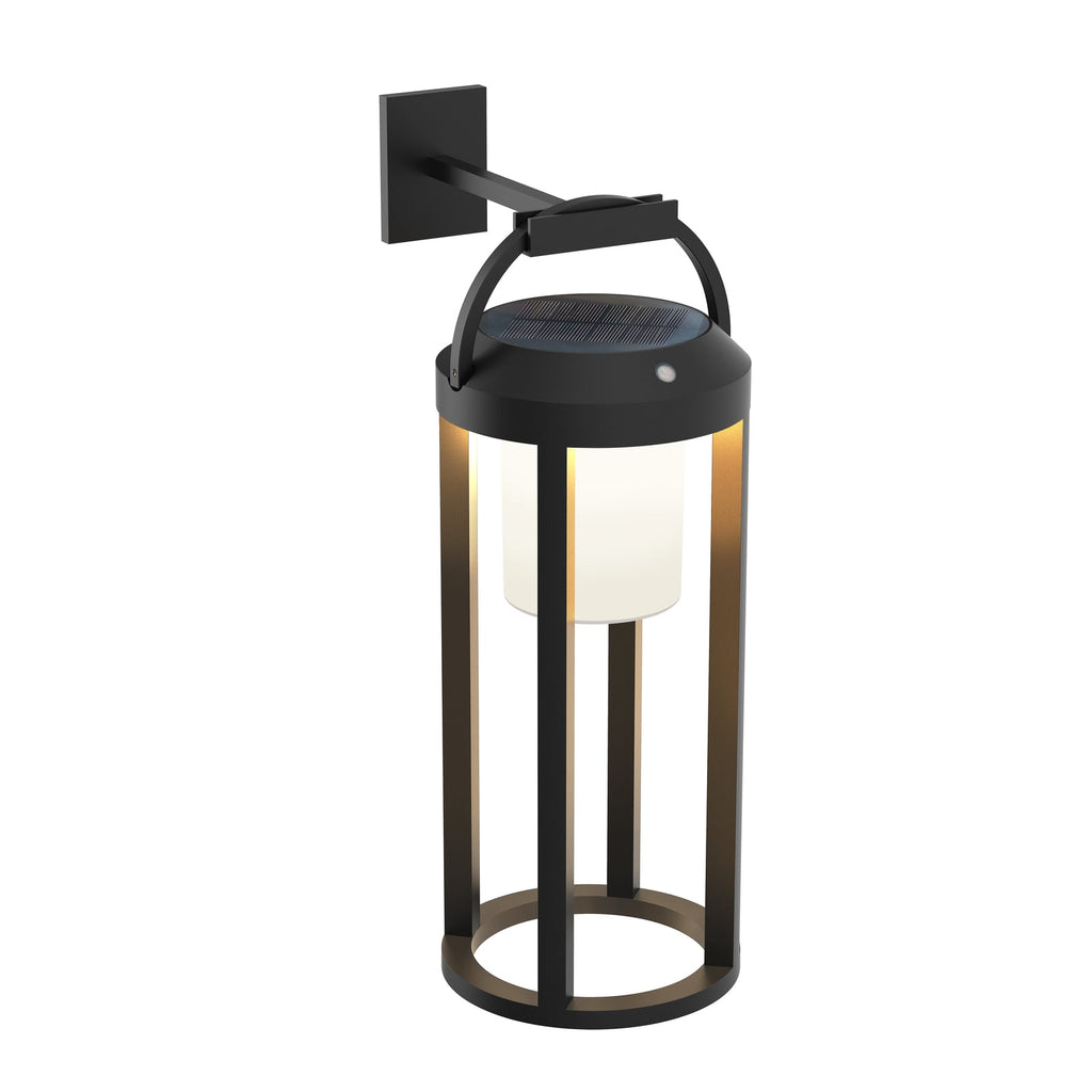 LED solcelle-vegglampe Tilena rund dimbar svart IP54 sideprofil