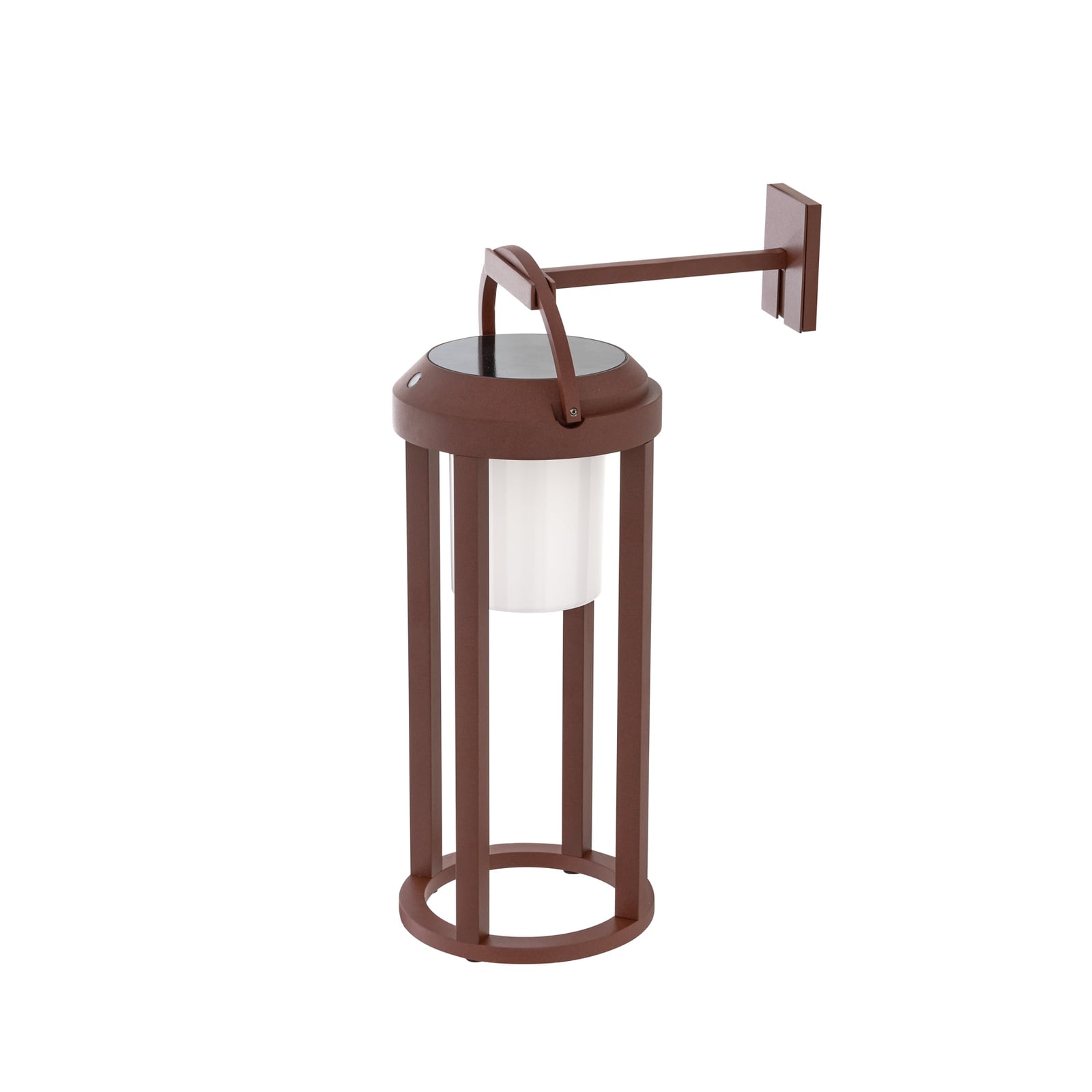 Detalj av LED solcelle-vegglampe Tilena rund dimbar rustfarget IP54