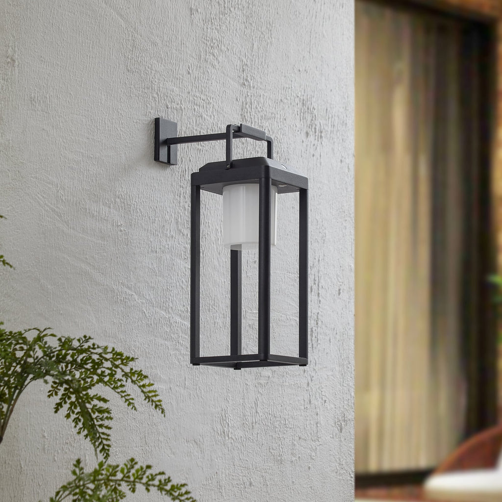 LED solcelle-vegglampe Tilena kantet dimbar svart IP54 bakside