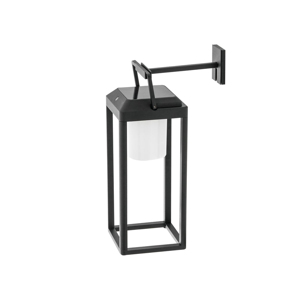 LED solcelle-vegglampe Tilena kantet dimbar svart IP54 detalj