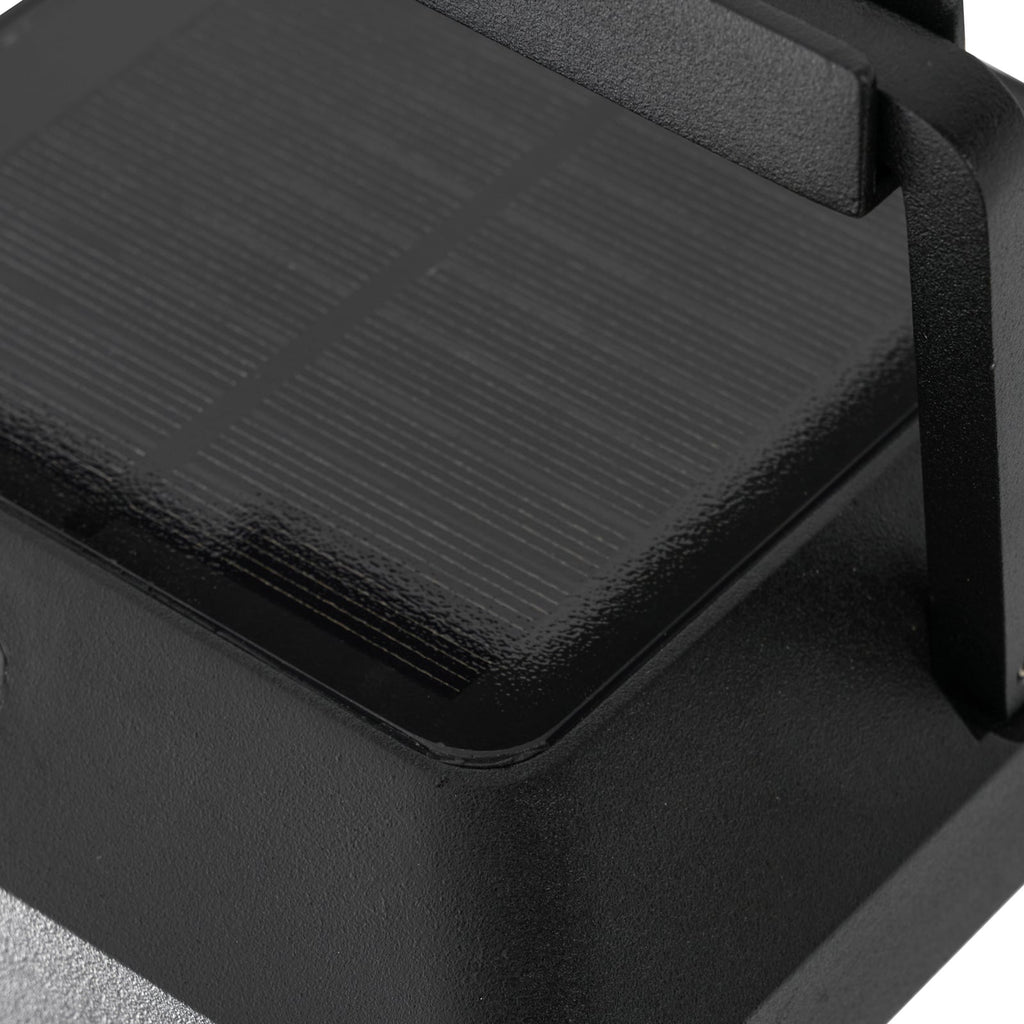 LED solcelle-vegglampe Tilena kantet dimbar svart IP54 USB-C lading