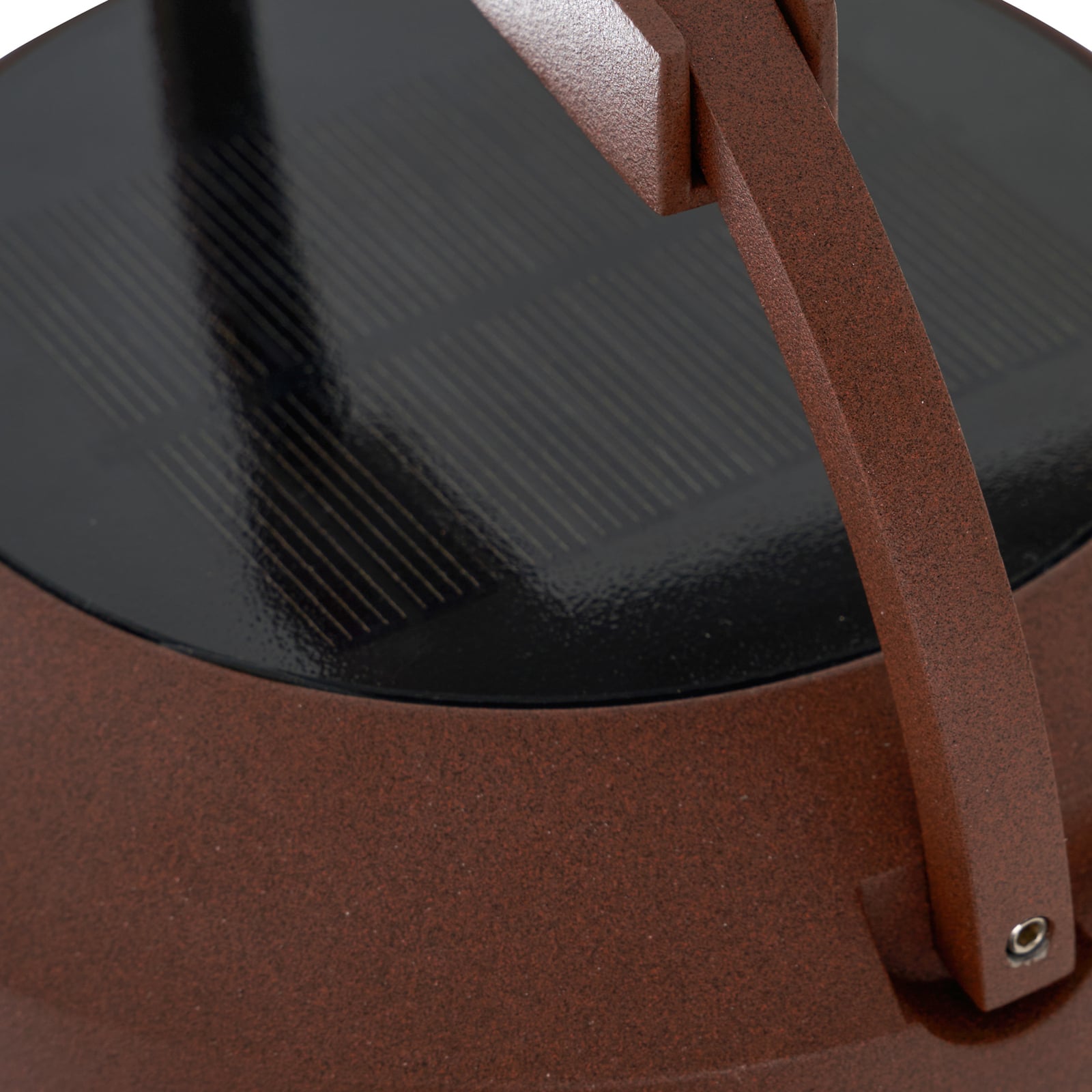 LED solcelle-vegglampe Tilena rund dimbar rustfarget IP54 med USB-C-kabel