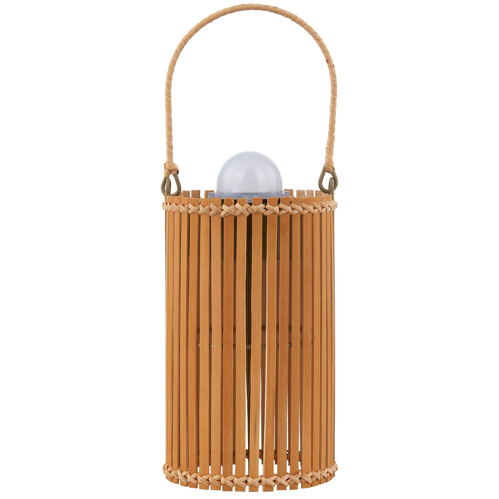 LED solcellebordlampe Amaria bambus dimbar montert på bord