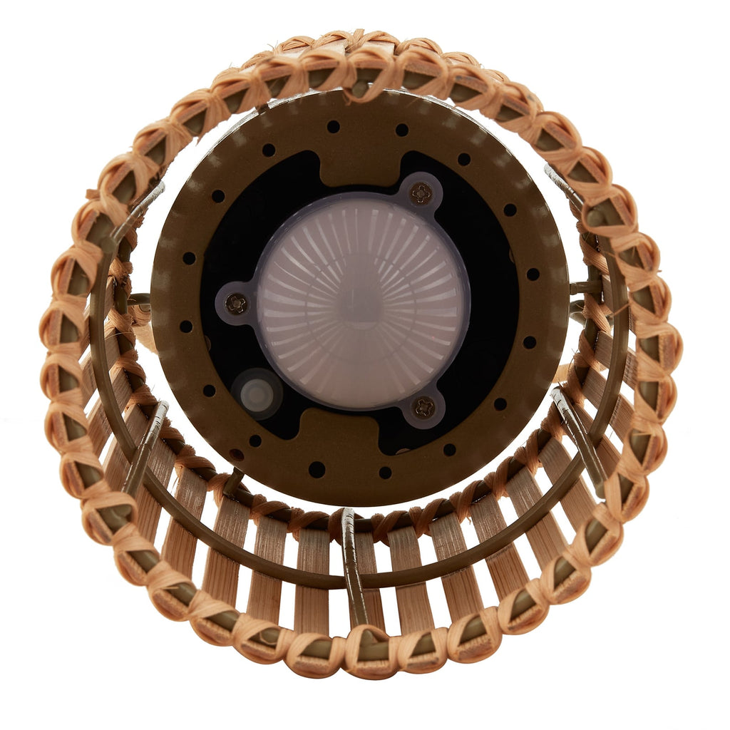 LED solcellebordlampe Amaria bambus dimbar bryter på produktet