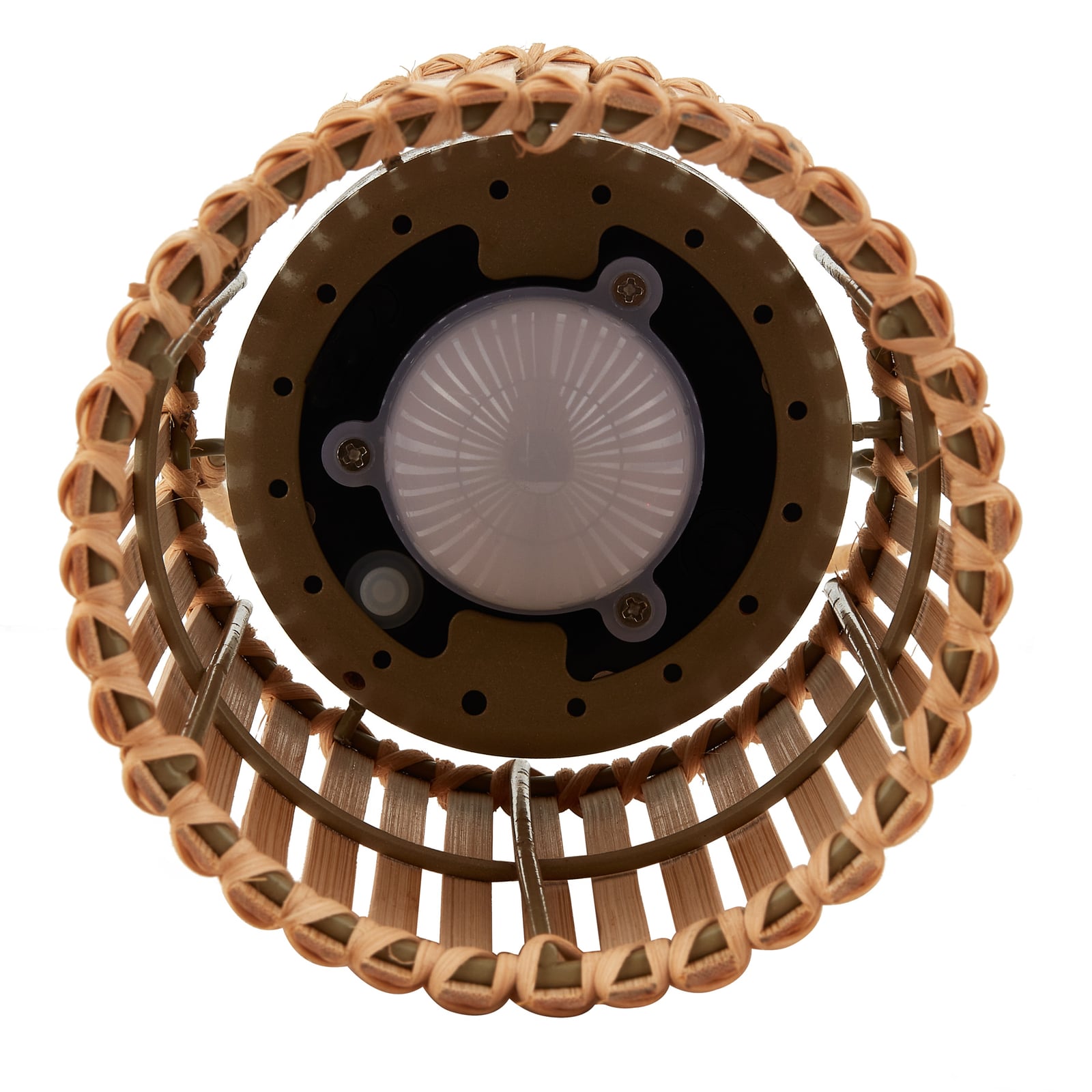 LED solcellebordlampe Amaria bambus dimbar bryter på produktet