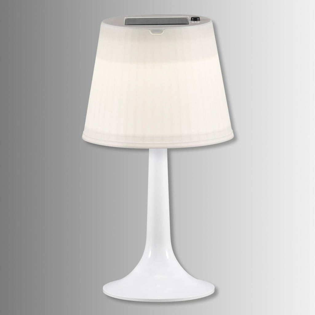 LED solcellebordlampe Assisi Sitra hvit bakside