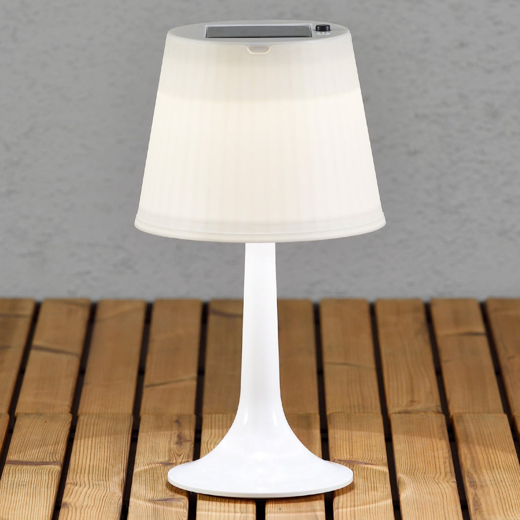 Detalj av LED solcellebordlampe Assisi Sitra hvit