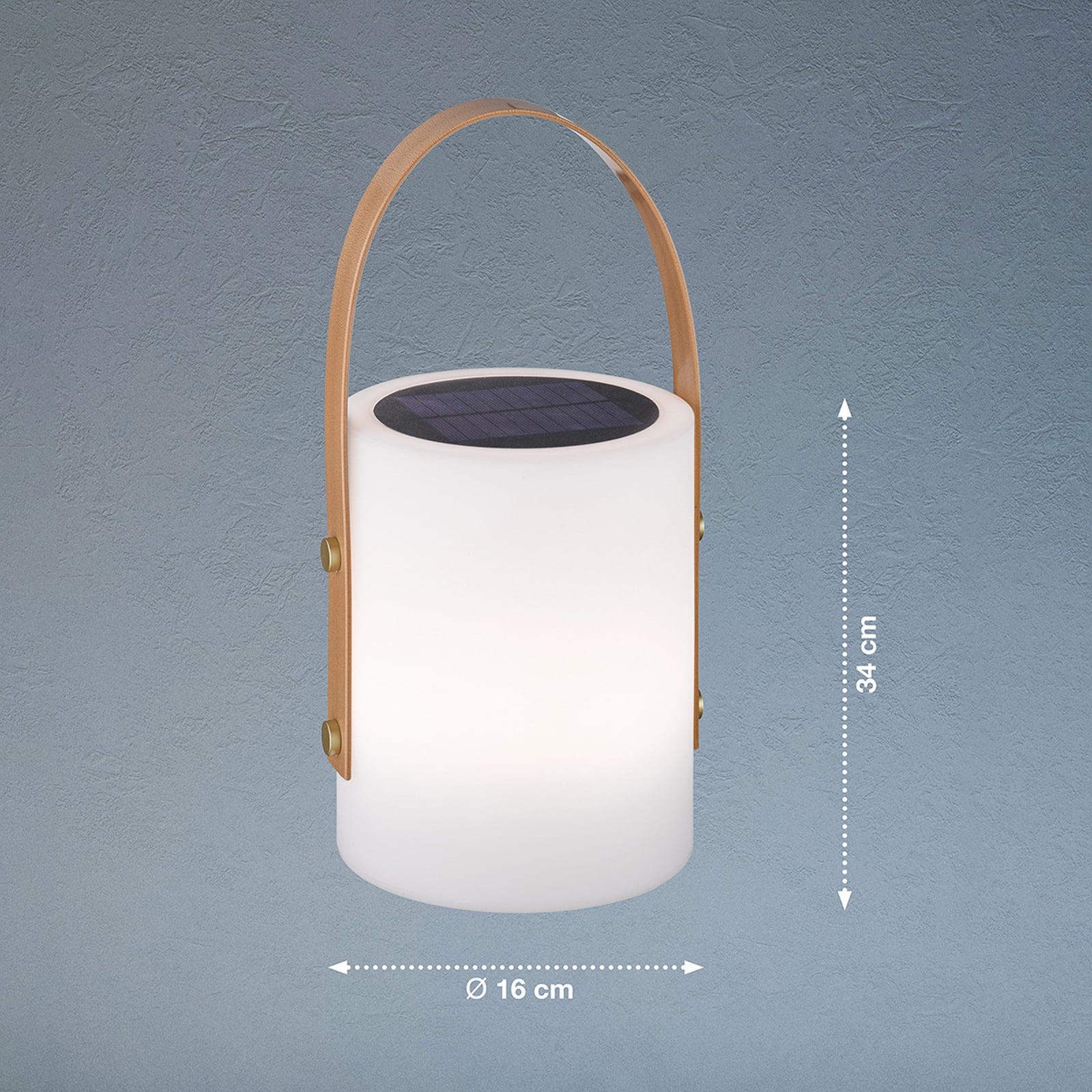 LED solcellebordlampe Bari RGB dimbar IP44 hvit detalj av solcellepanel
