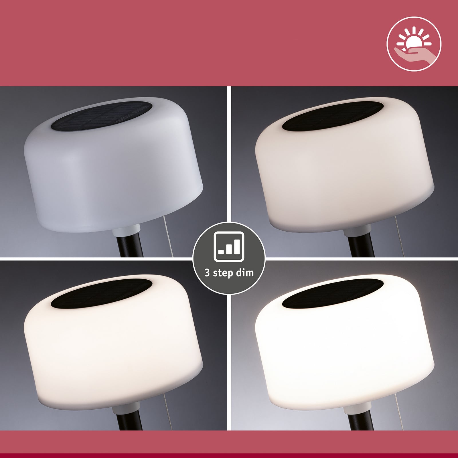 LED solcellebordlampe Bartja dimbar svart IP44 Ø14,8 cm - Paulmann