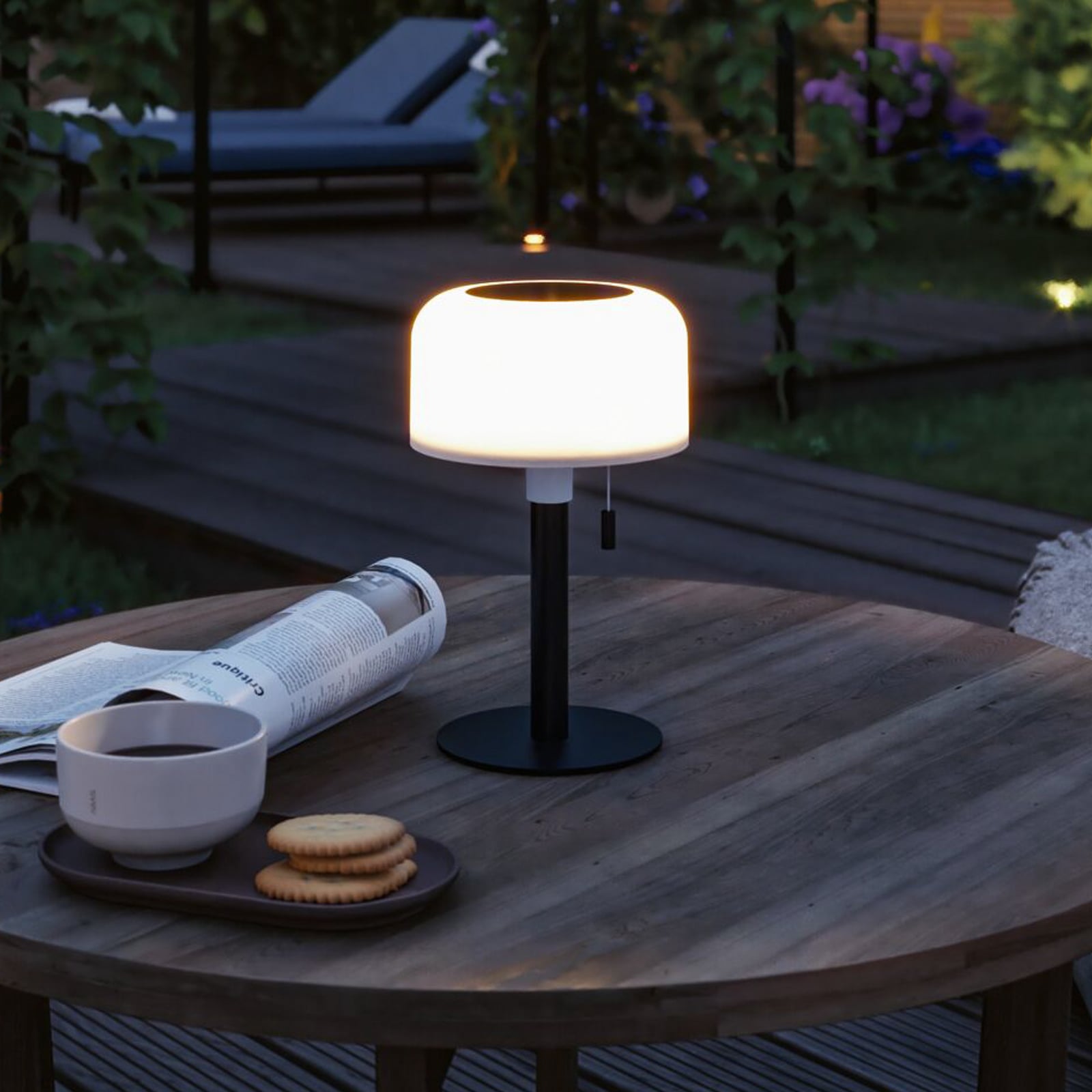 LED solcellebordlampe Bartja svart IP44 bakside