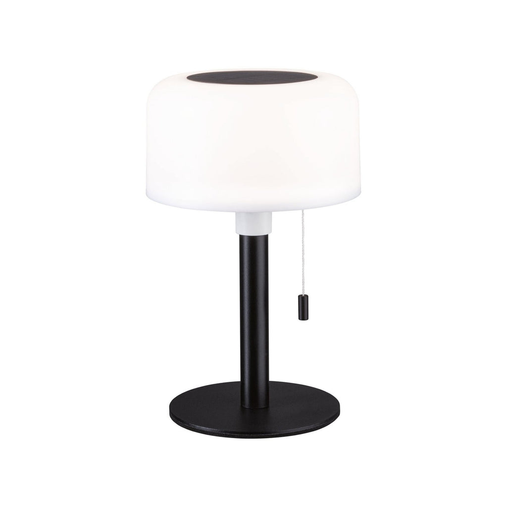 Nærbilde av LED solcellebordlampe Bartja svart IP44
