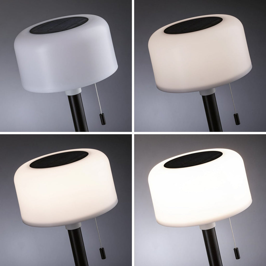 LED solcellebordlampe Bartja dimbar svart IP44 Ø14,8 cm - Paulmann