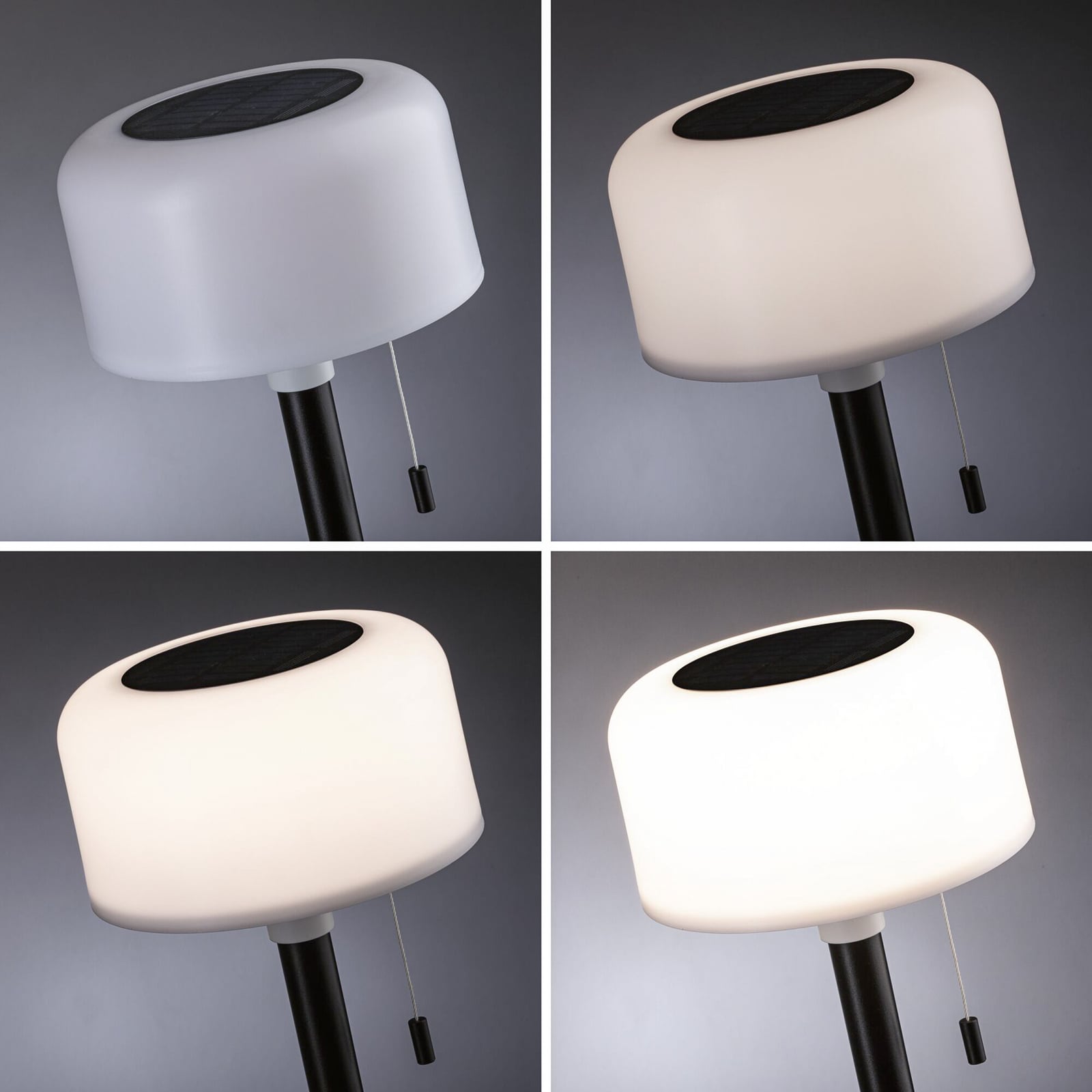 LED solcellebordlampe Bartja dimbar svart IP44 Ø14,8 cm - Paulmann