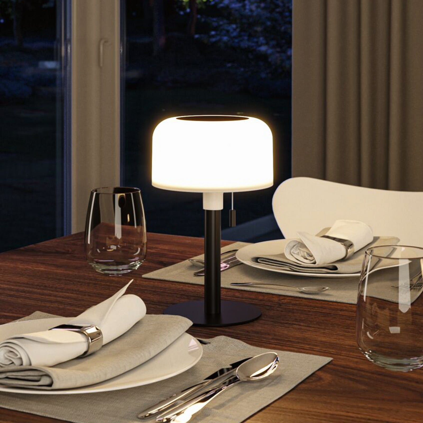 LED solcellebordlampe Bartja dimbar svart IP44 Ø14,8 cm - Paulmann