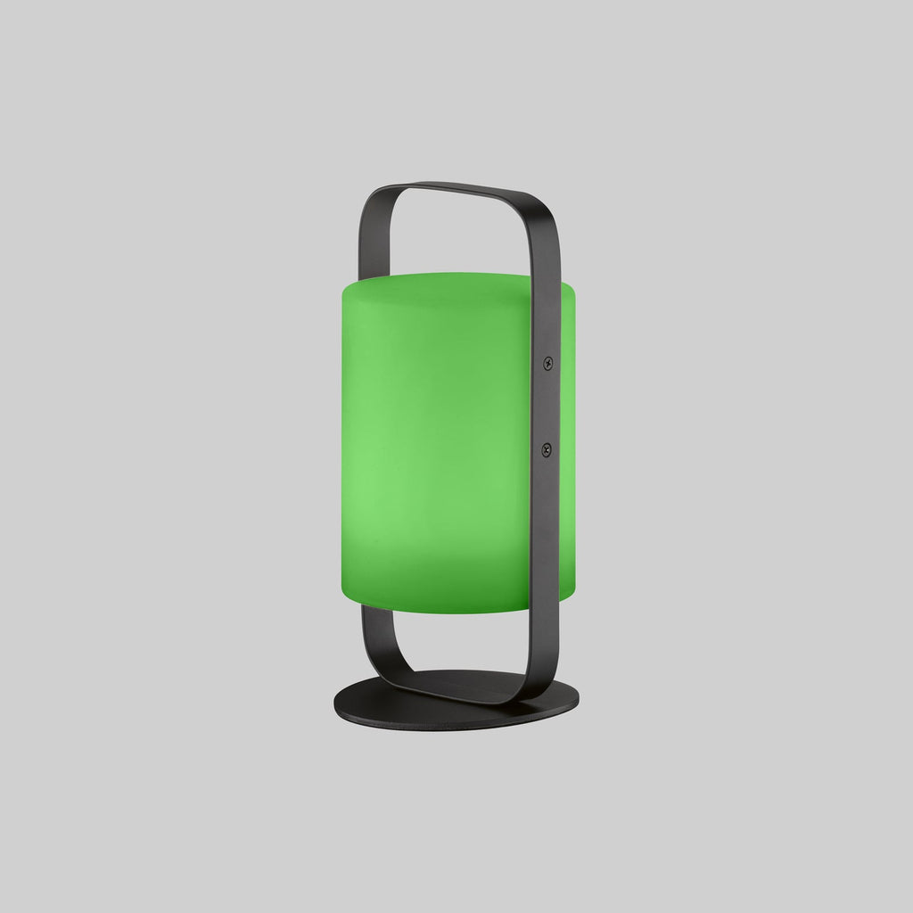 Detalj av LED solcellebordlampe Casoli dimbar RGB IP44 Ø12 cm