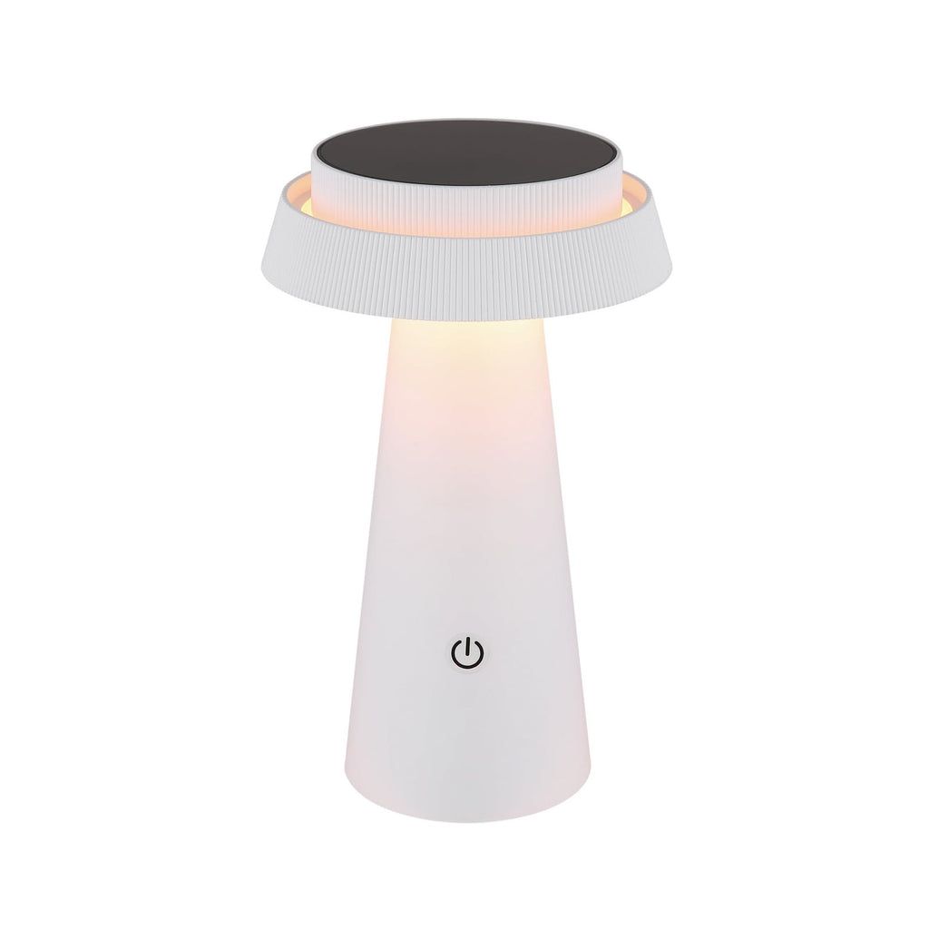LED solcellebordlampe dimbar hvit CCT Ø14 cm Globo montert på bord