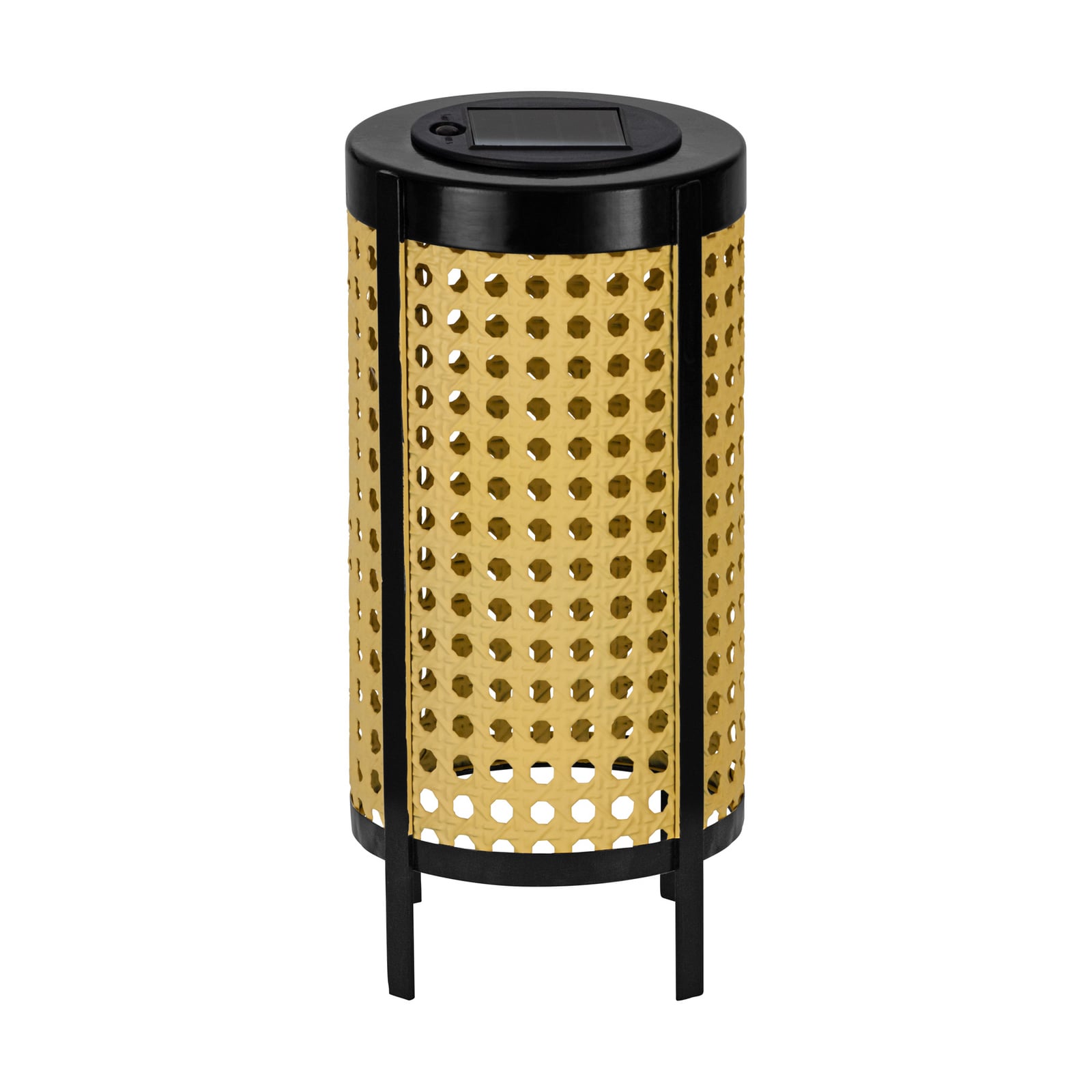 LED solcellebordlampe svart/beige høyde 26 cm IP44 bakside