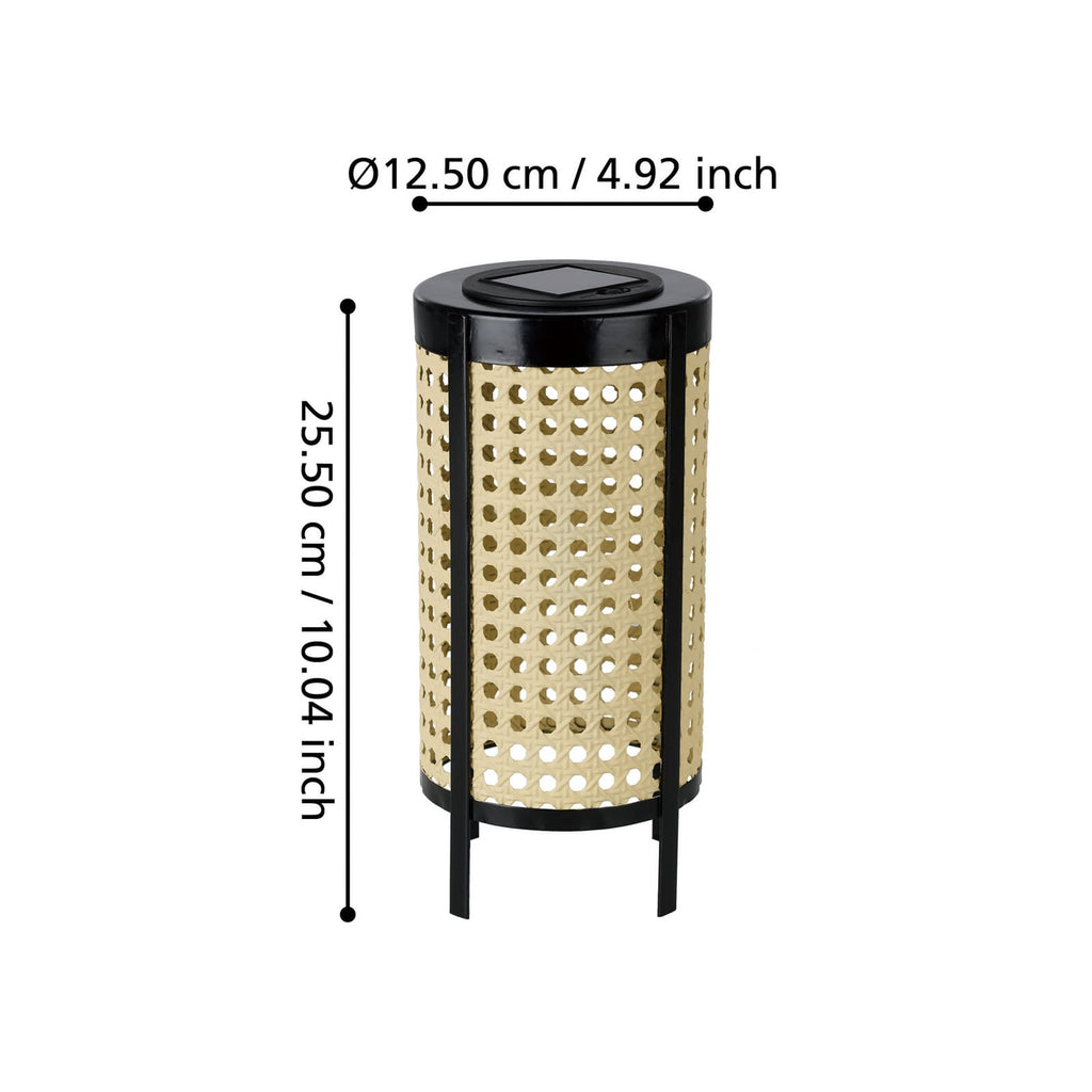 LED solcellebordlampe svart/beige høyde 26 cm IP44 detalj