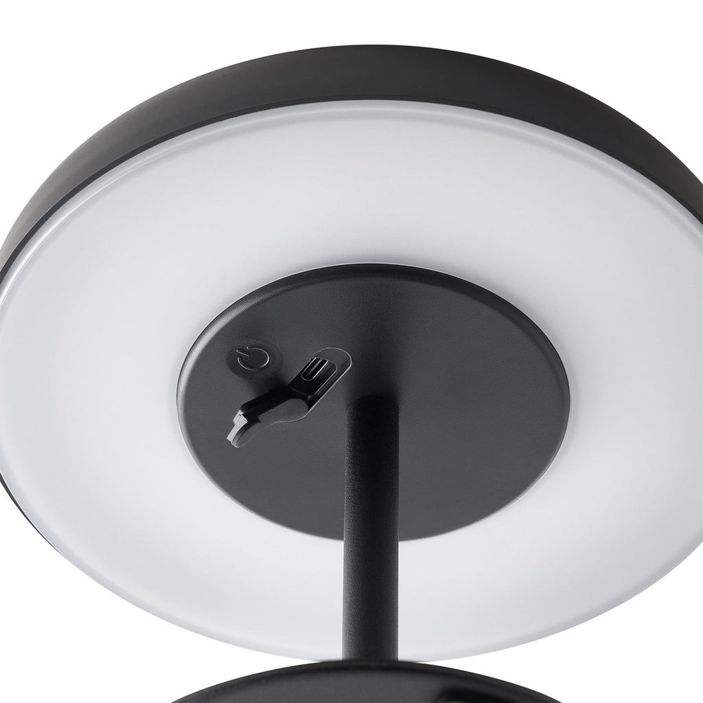 LED solcellebordlampe Elmer dimbar svart lys på