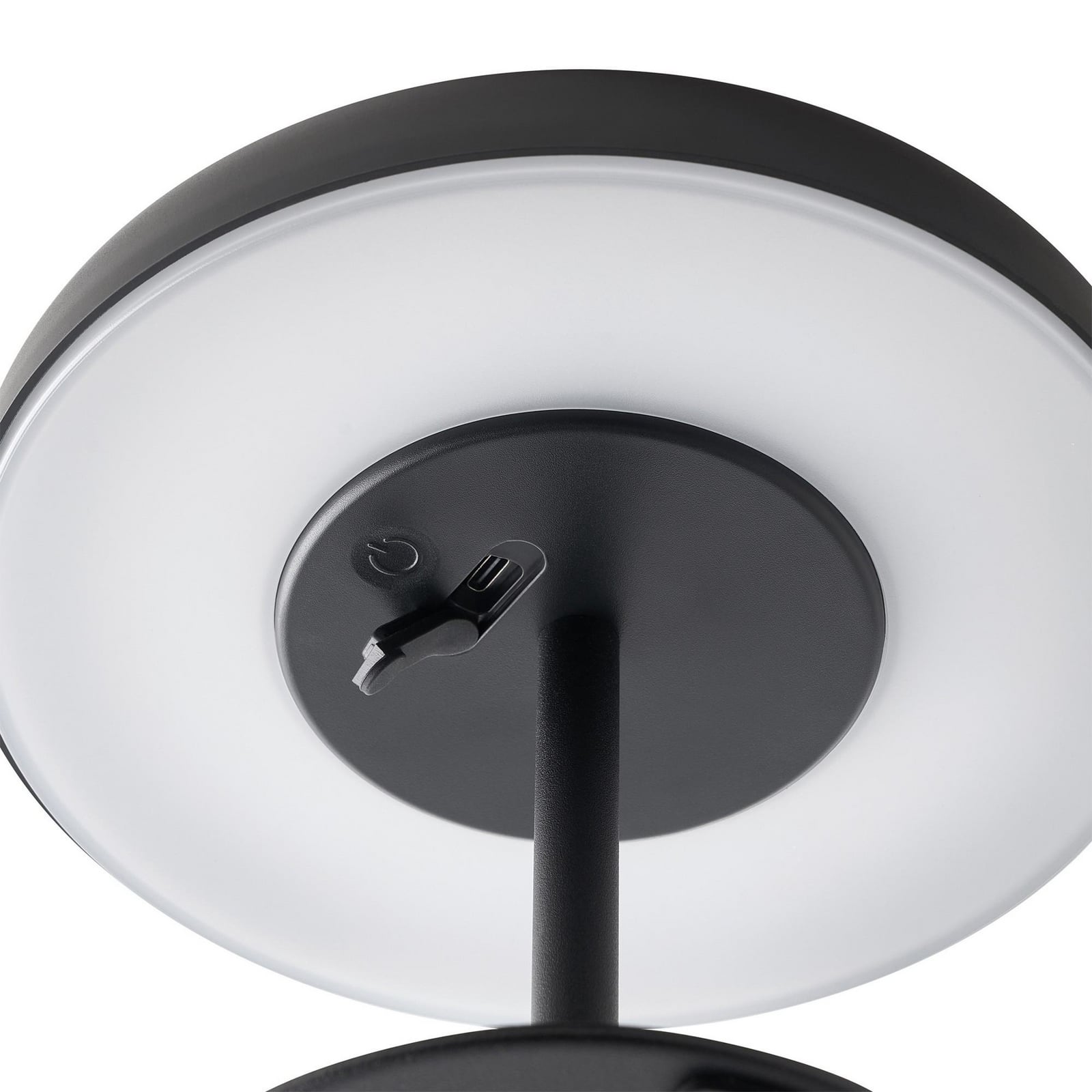 LED solcellebordlampe Elmer dimbar svart lys på