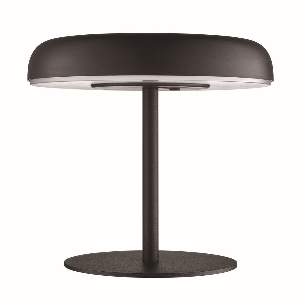 LED solcellebordlampe Elmer dimbar svart montert ute