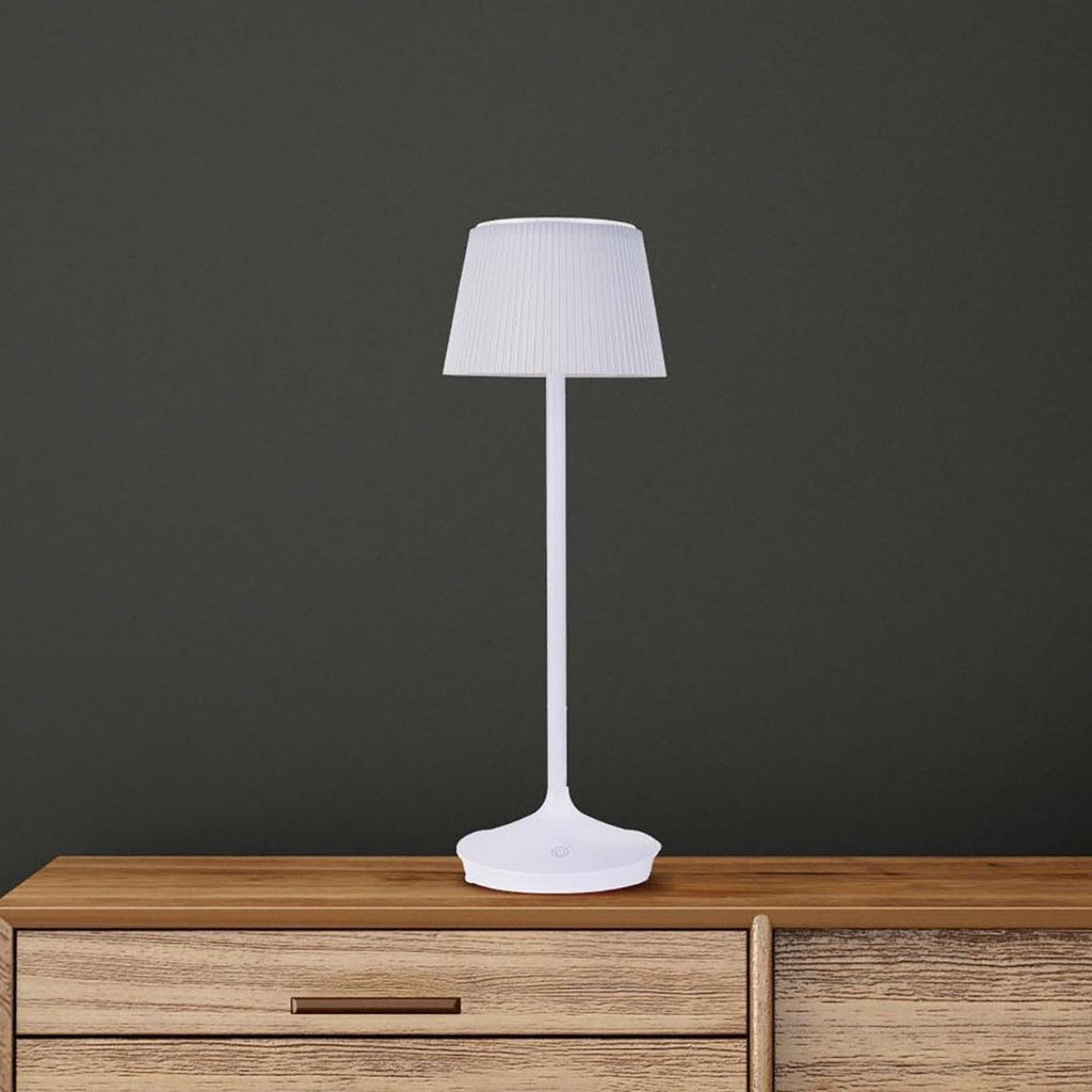 LED solcellebordlampe Emmi CCT dimbar hvit IP44 bakside