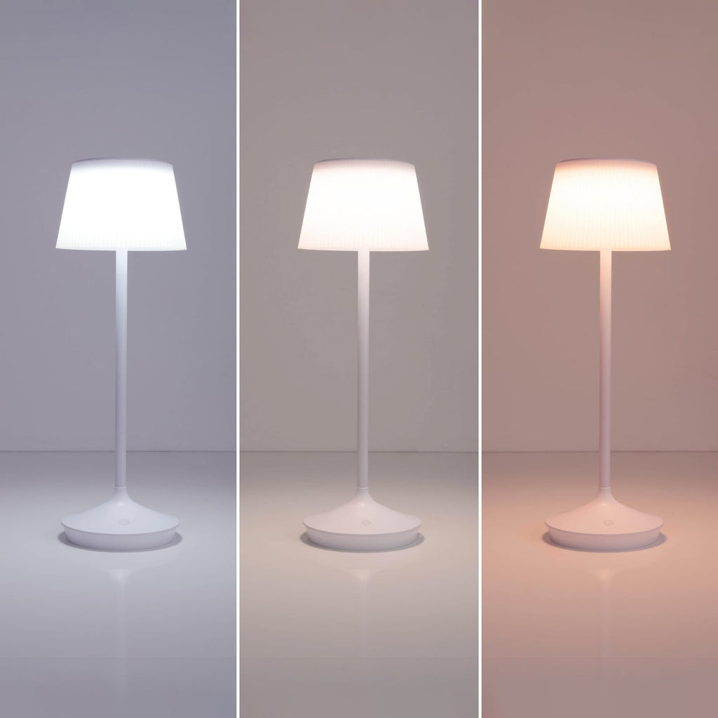 LED solcellebordlampe Emmi CCT dimbar hvit IP44 USB-C ladekabel
