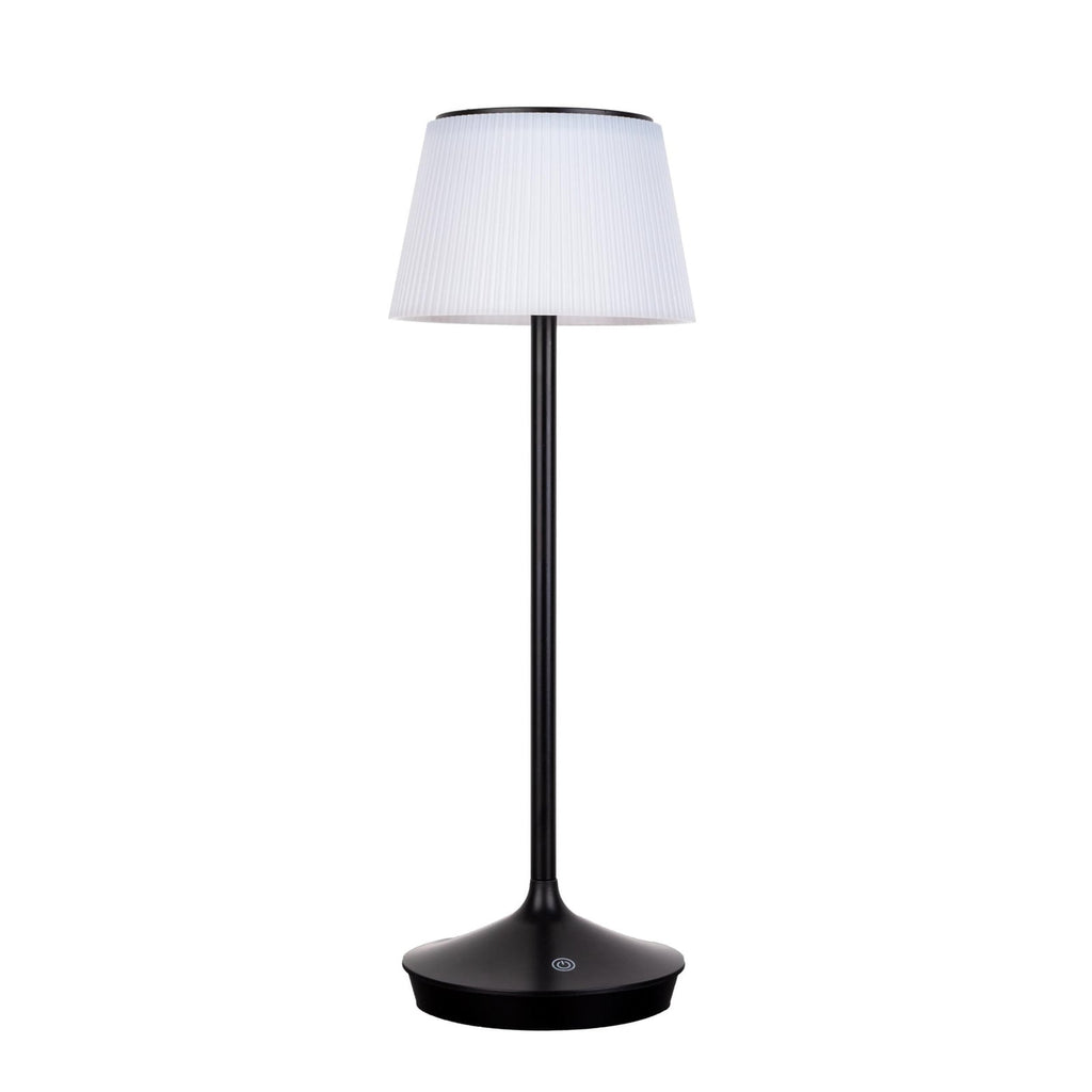 Montert LED solcellebordlampe Emmi CCT dimbar svart 38 cm i uterom