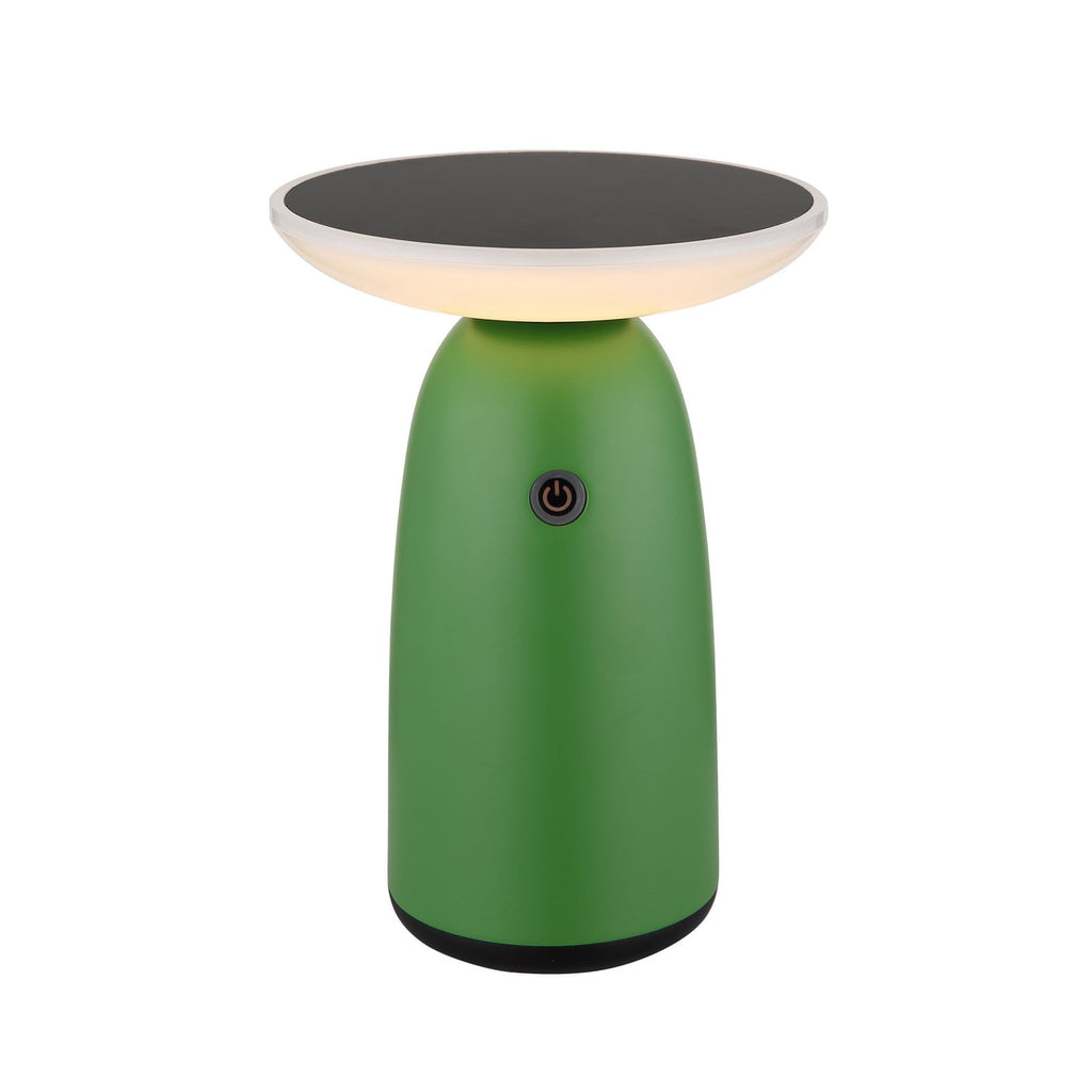 LED solcellebordlampe grønn aluminium dimbar Ø16 cm IP54 - Globo forfra