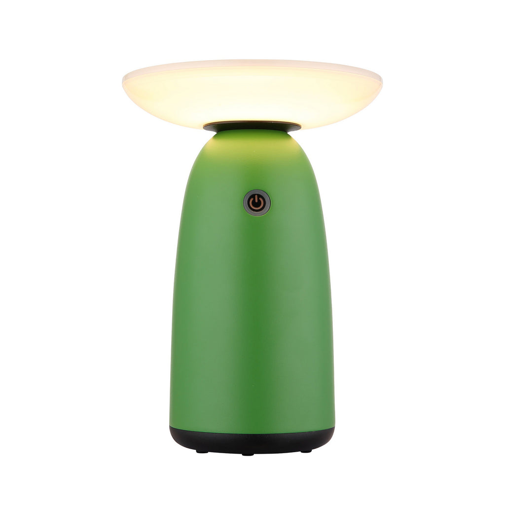 LED solcellebordlampe grønn aluminium dimbar bakside med USB-tilkobling