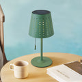 LED solcellebordlampe Hilario mintgrønn jern forfra