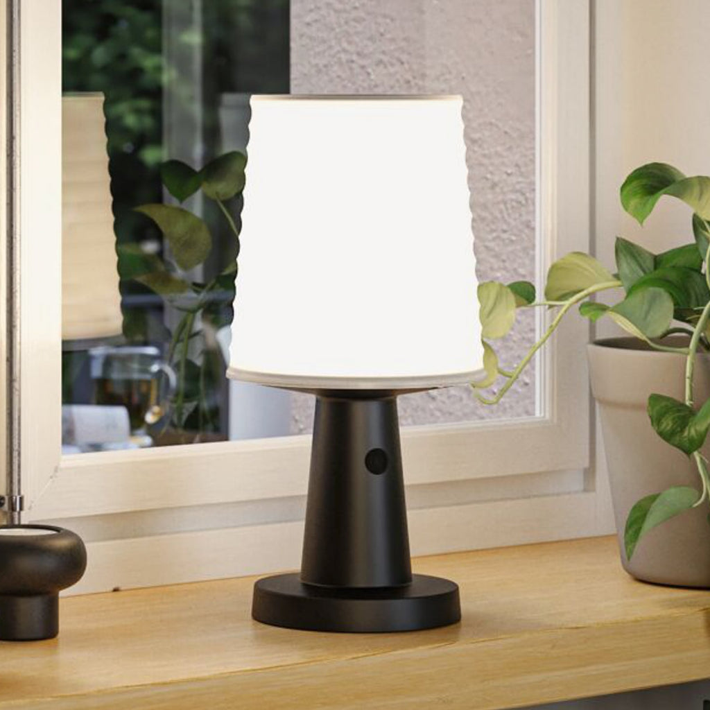 LED solcellebordlampe Ilanga dimbar antrasitt 30 cm IP44 forfra