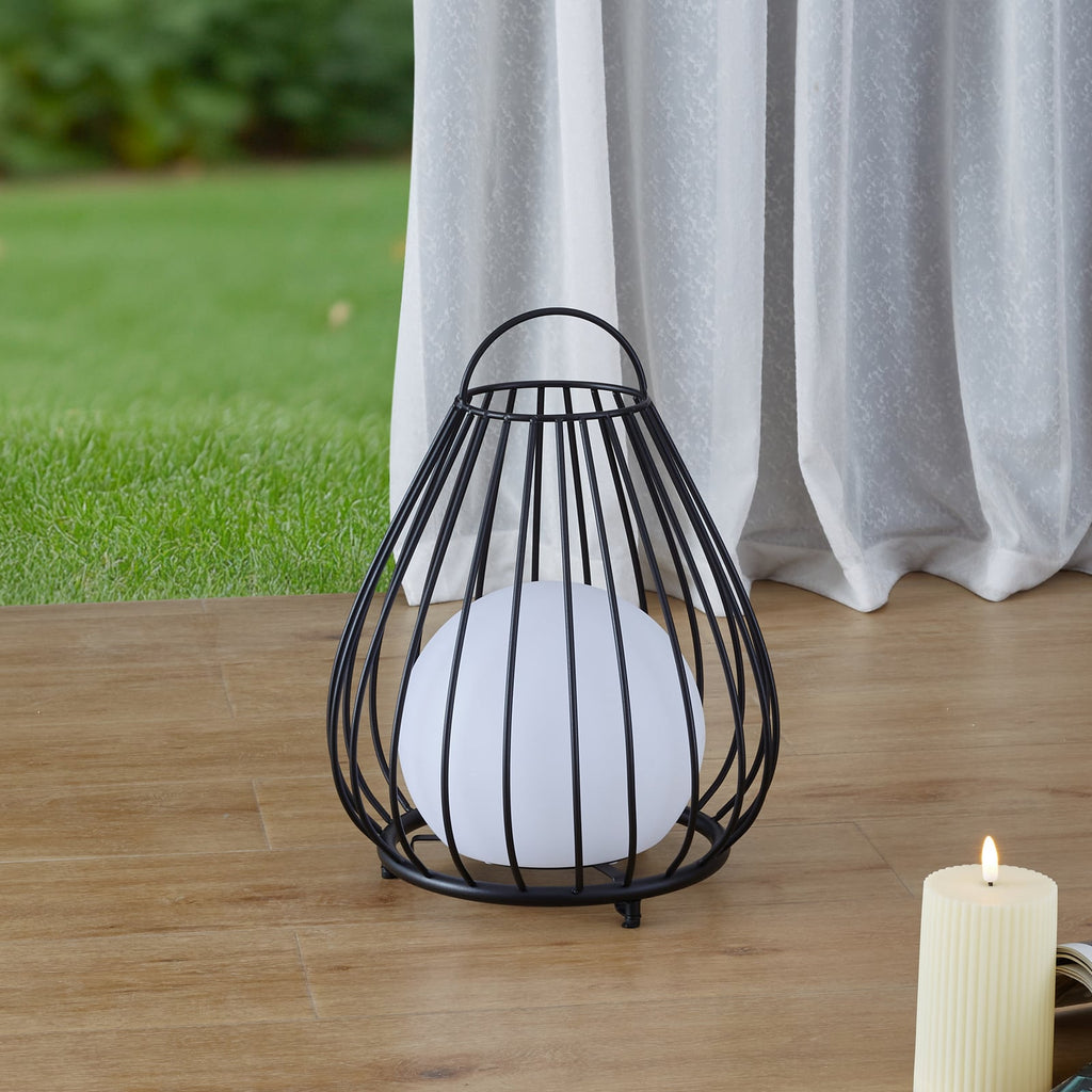 LED solcellebordlampe Kelda dimbar svart detalj
