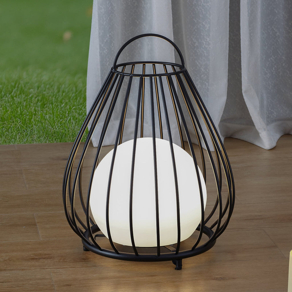 LED solcellebordlampe Kelda dimbar svart forfra