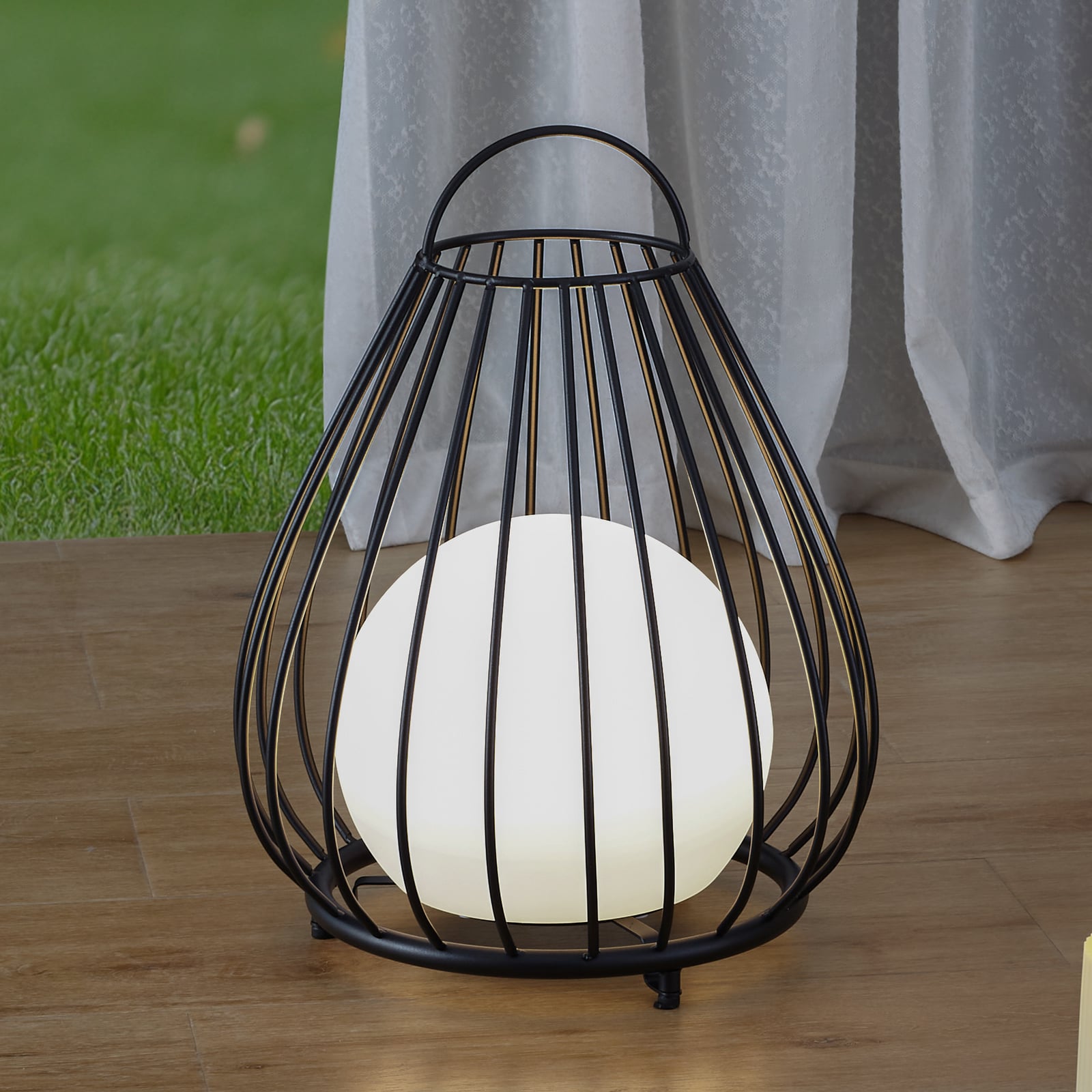 LED solcellebordlampe Kelda dimbar svart forfra